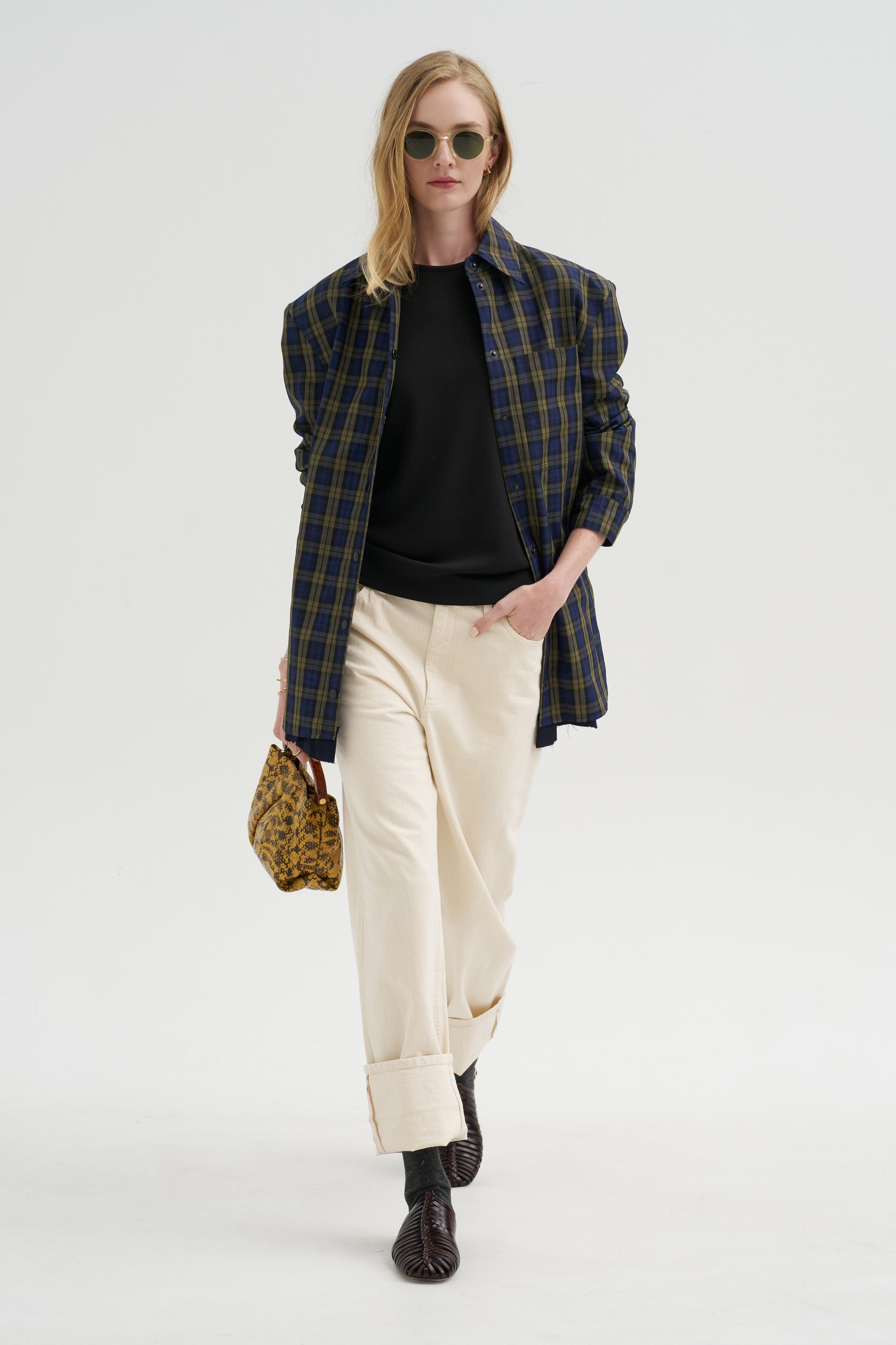 Pre-Order • Techy Plaid Easy Shirt Jacket, Blue Multi