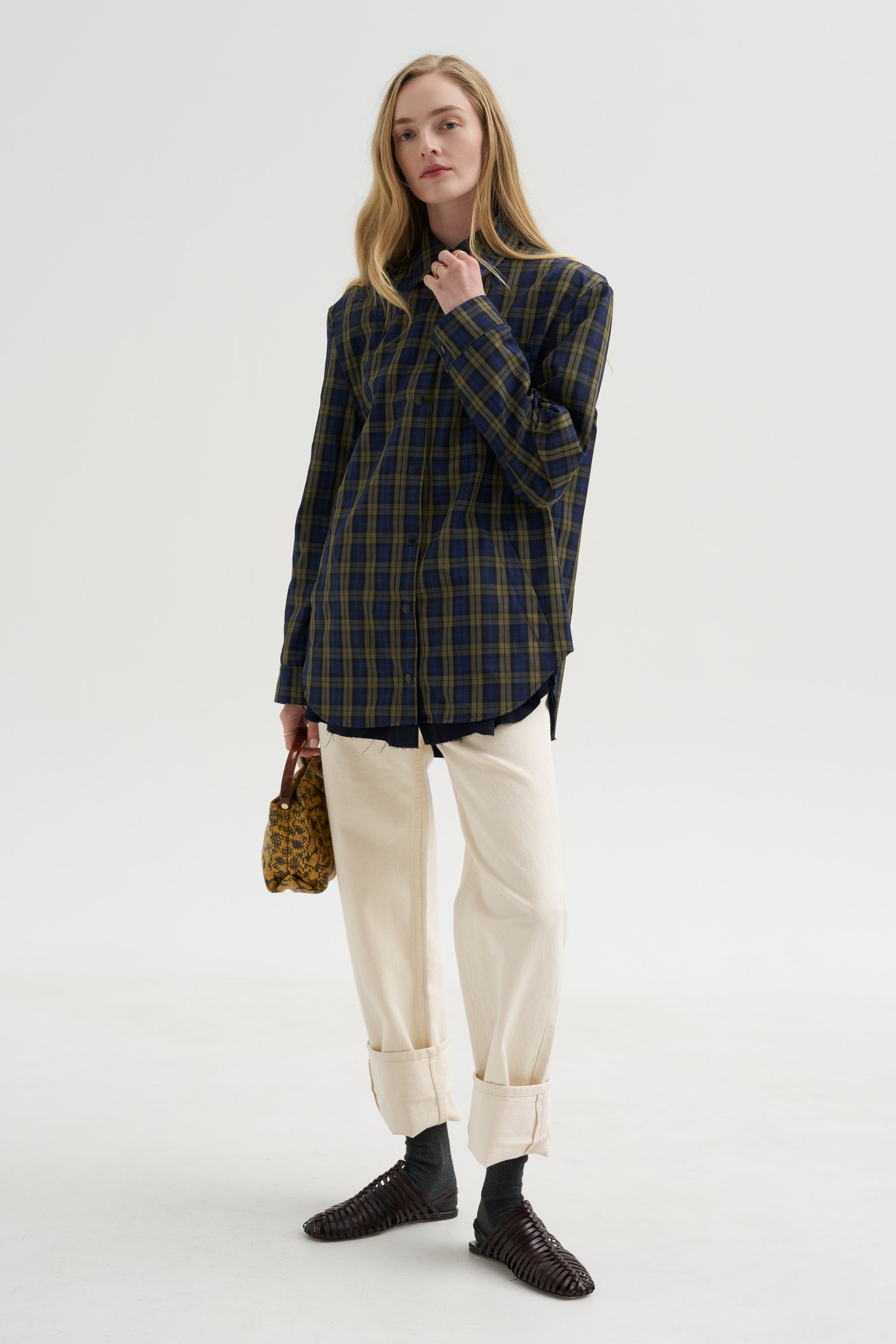 Pre-Order • Techy Plaid Easy Shirt Jacket, Blue Multi
