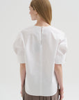 Compact Eco Poplin Reverse Sleeve Top, White