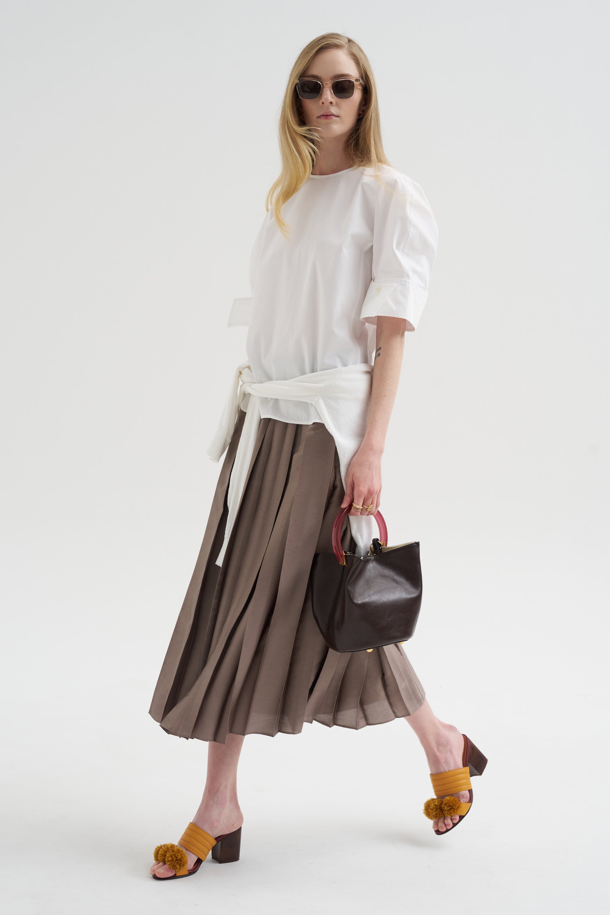 Compact Eco Poplin Reverse Sleeve Top, White