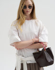 Compact Eco Poplin Reverse Sleeve Top, White
