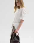 Compact Eco Poplin Reverse Sleeve Top, White