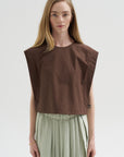 Compact Eco Poplin Cropped Square Top, Sepia Brown
