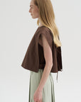 Compact Eco Poplin Cropped Square Top, Sepia Brown