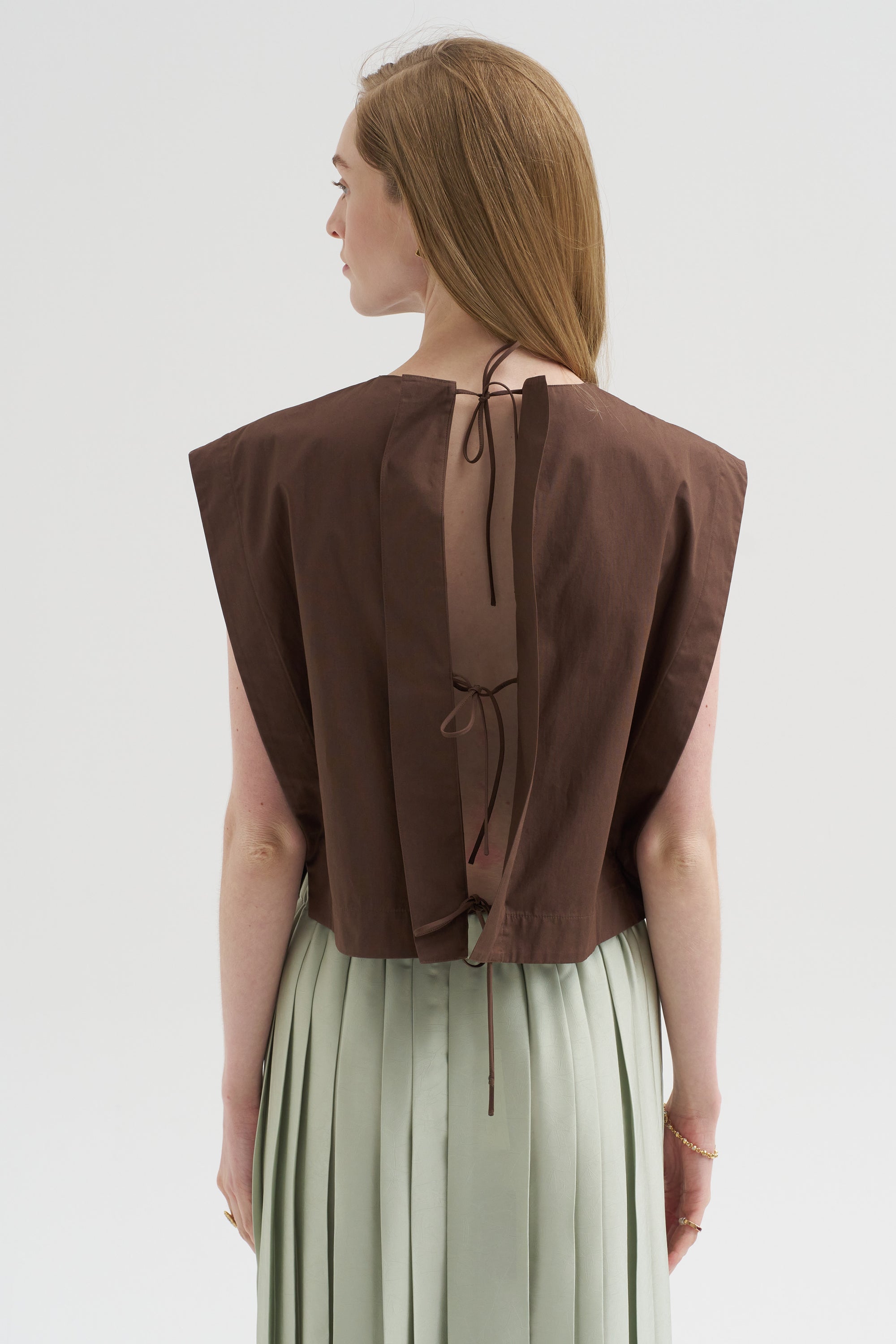 Compact Eco Poplin Cropped Square Top, Sepia Brown
