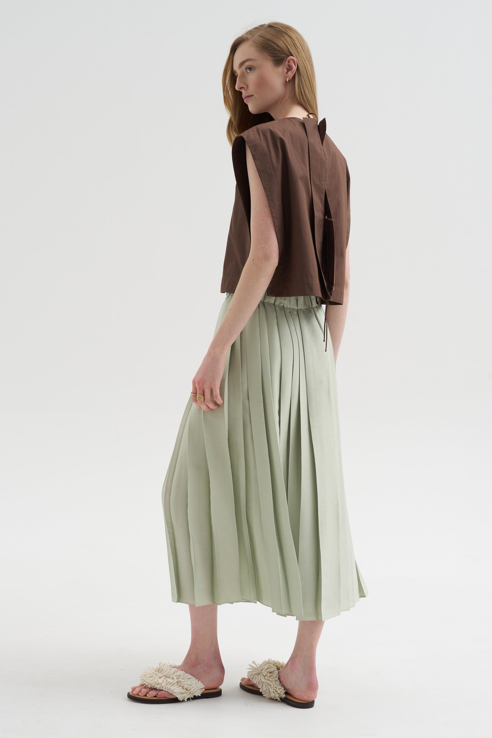 Compact Eco Poplin Cropped Square Top, Sepia Brown