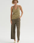 Nylon Zipper Trouser, Dark Taupe