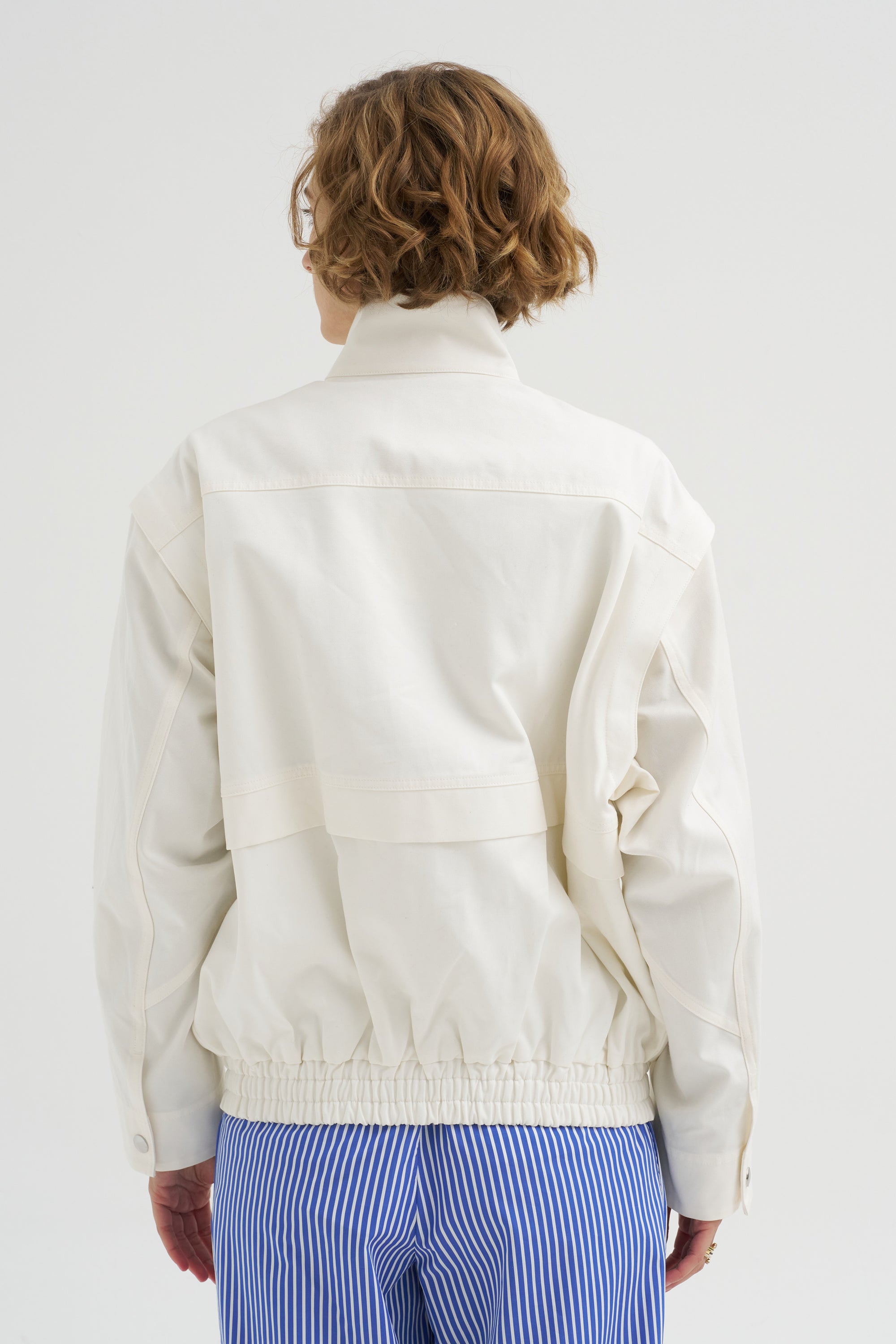 Patchwork Twill Slicker Jacket, White