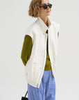 Patchwork Twill Slicker Jacket, White