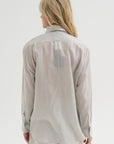 Ultra Light Silk Tencel Striped Pintucked Shirt, White Grey Multi