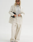 Ultra Light Silk Tencel Striped Pintucked Shirt, White Grey Multi
