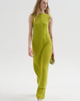 Viscose Plisse Sleeveless Bias Dress, Pea Pod