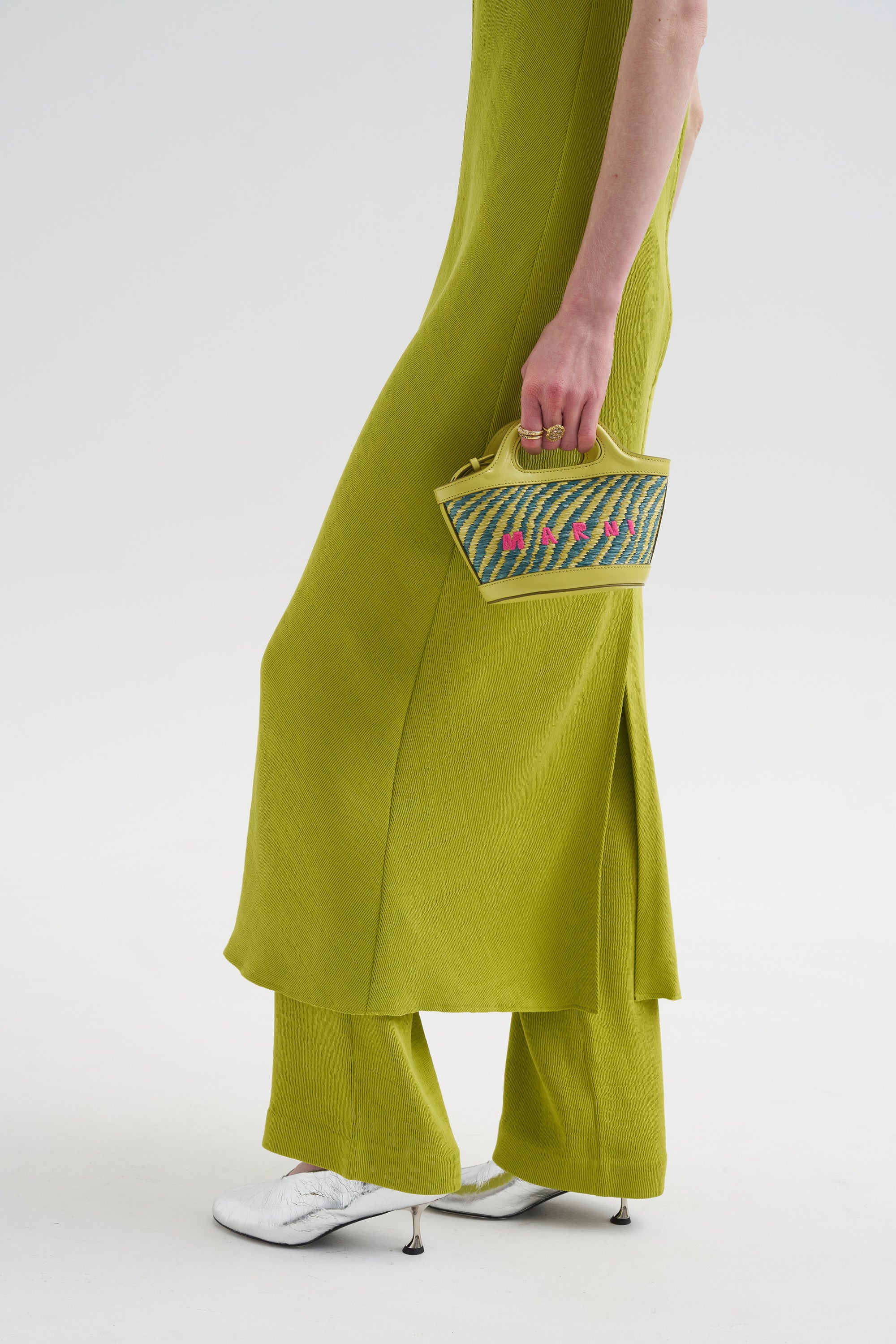 Viscose Plisse Sleeveless Bias Dress, Pea Pod