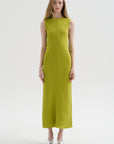 Viscose Plisse Sleeveless Bias Dress, Pea Pod