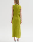 Viscose Plisse Sleeveless Bias Dress, Pea Pod