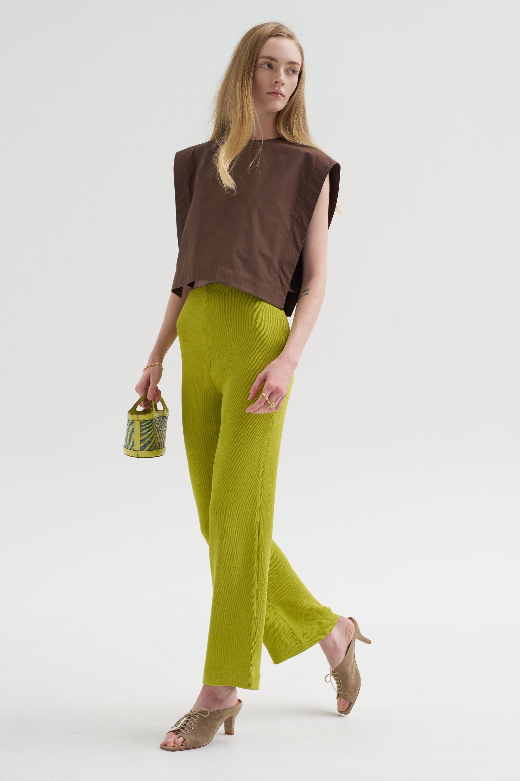 Viscose Plisse Corbit Pant - Short, Pea Pod