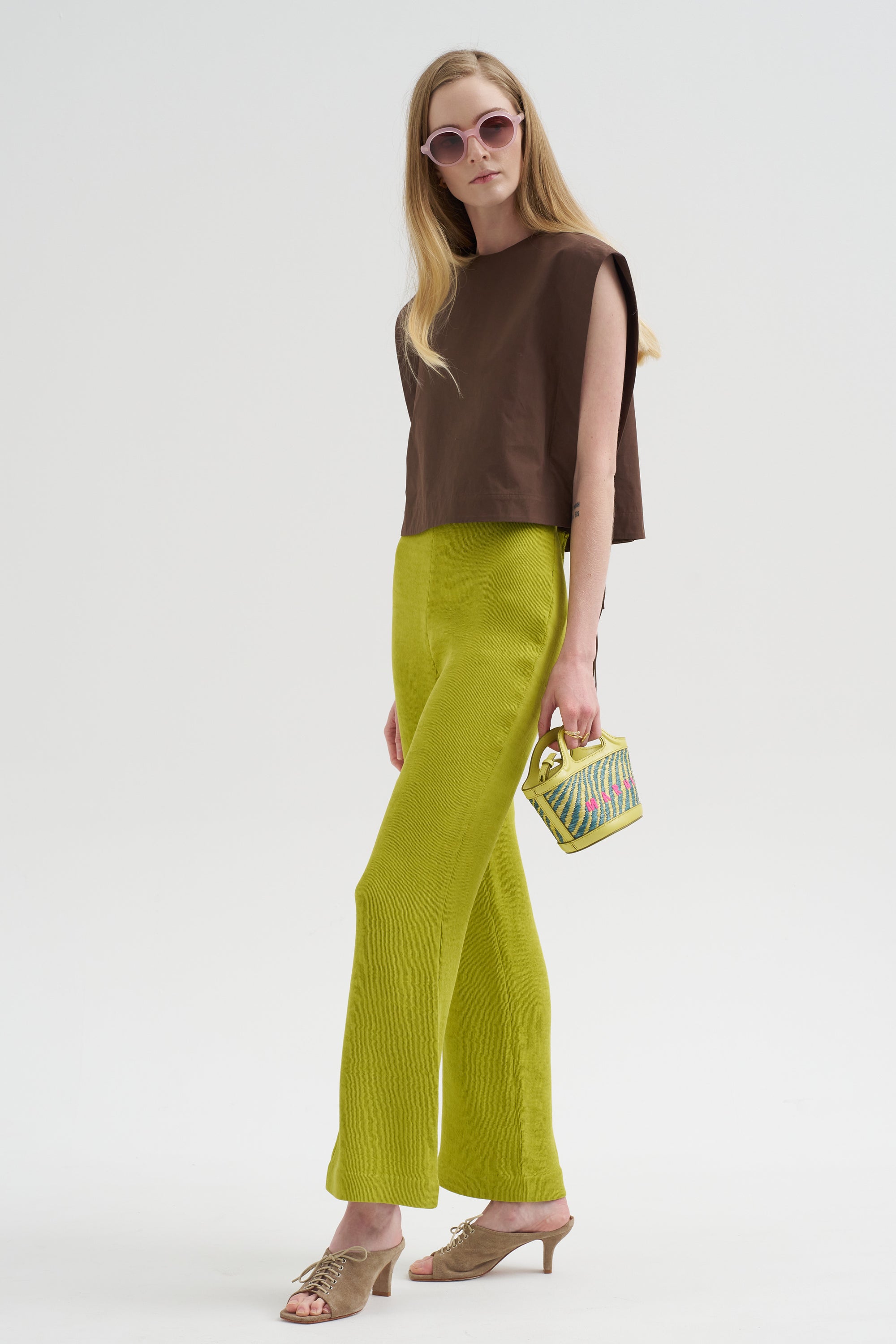 Viscose Plisse Corbit Pant - Short, Pea Pod