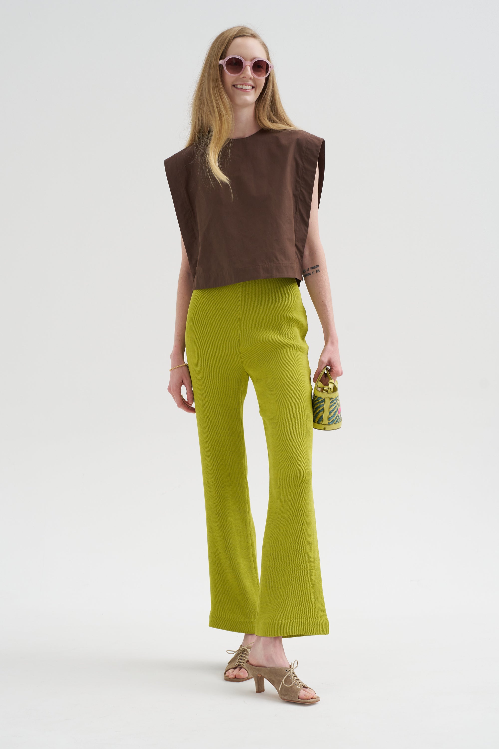 Viscose Plisse Corbit Pant - Short, Pea Pod