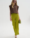Viscose Plisse Corbit Pant - Short, Pea Pod