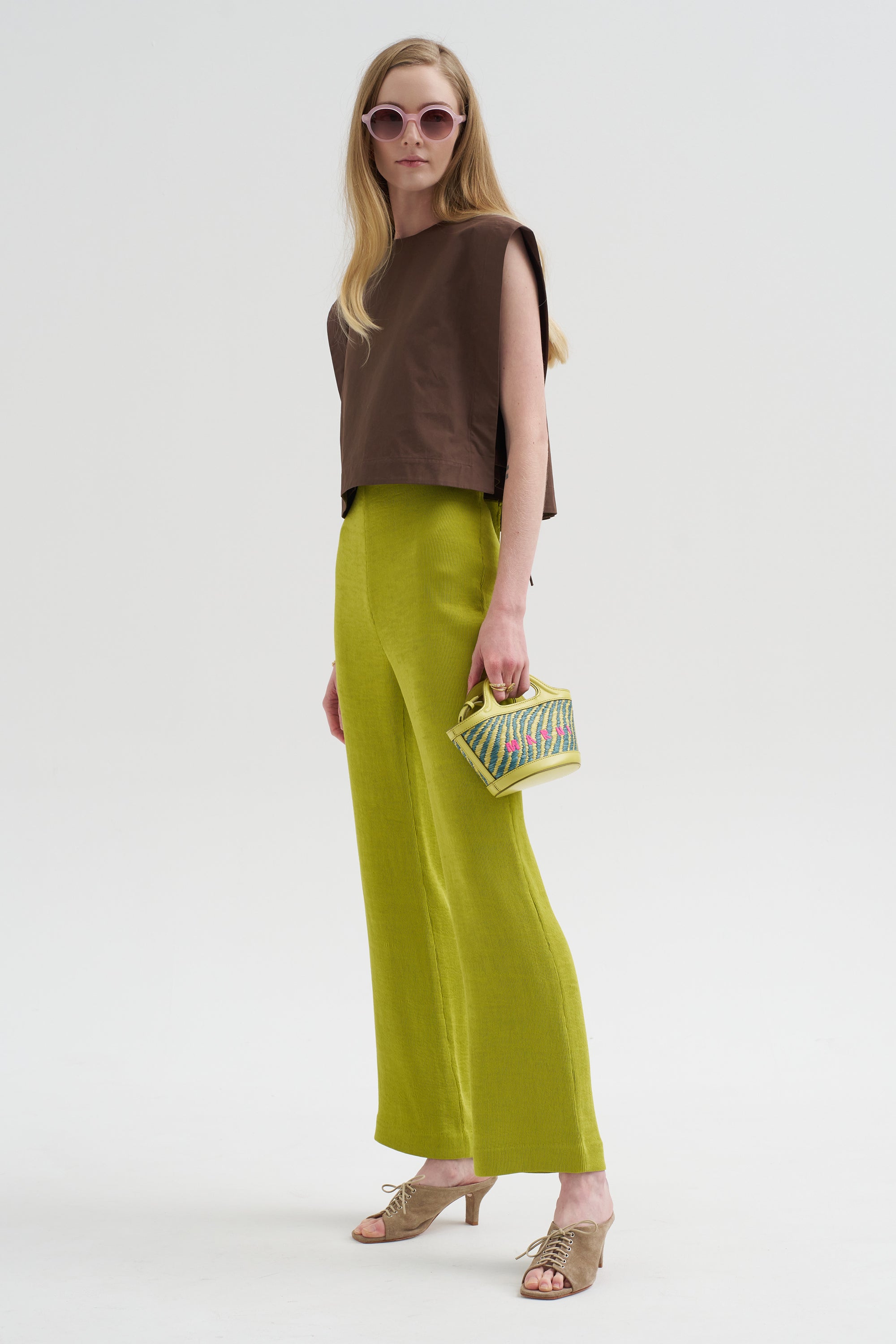 Viscose Plisse Corbit Pant - Short, Pea Pod