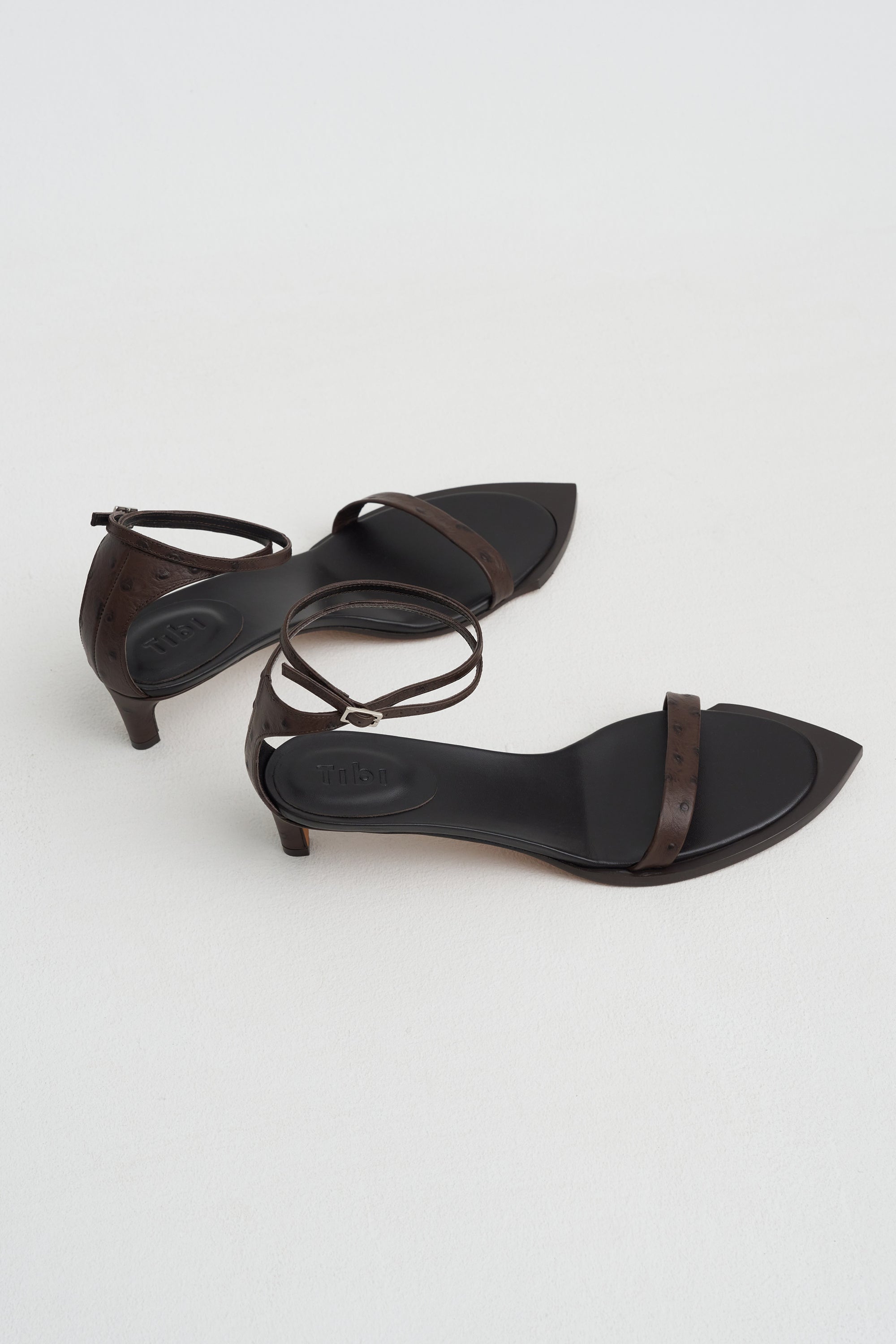 Ostrich Print Ulrich Heel,  Dark Brown