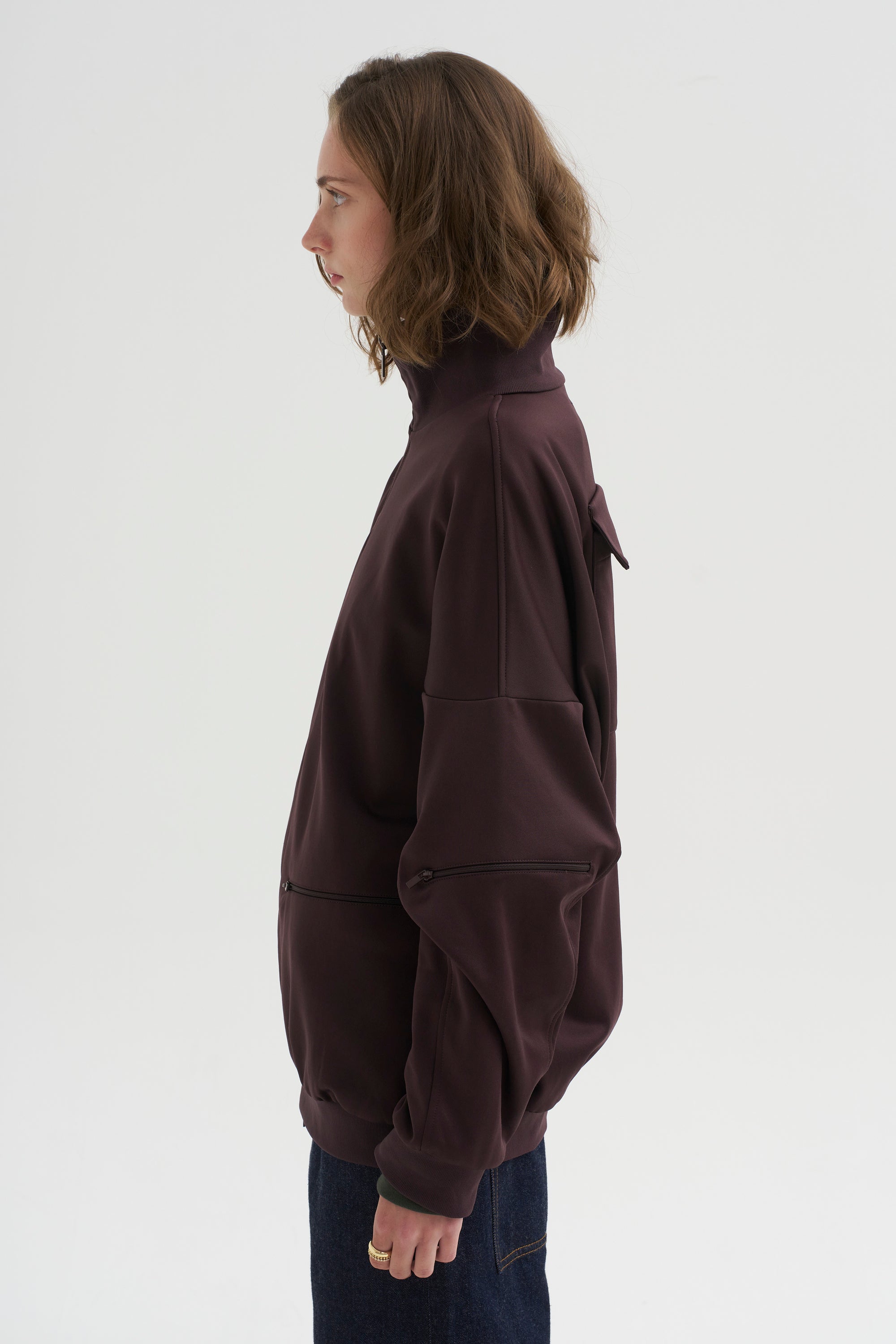 PRE-ORDER • Active Knit Zipper Detailed Track Jacket, Brown
