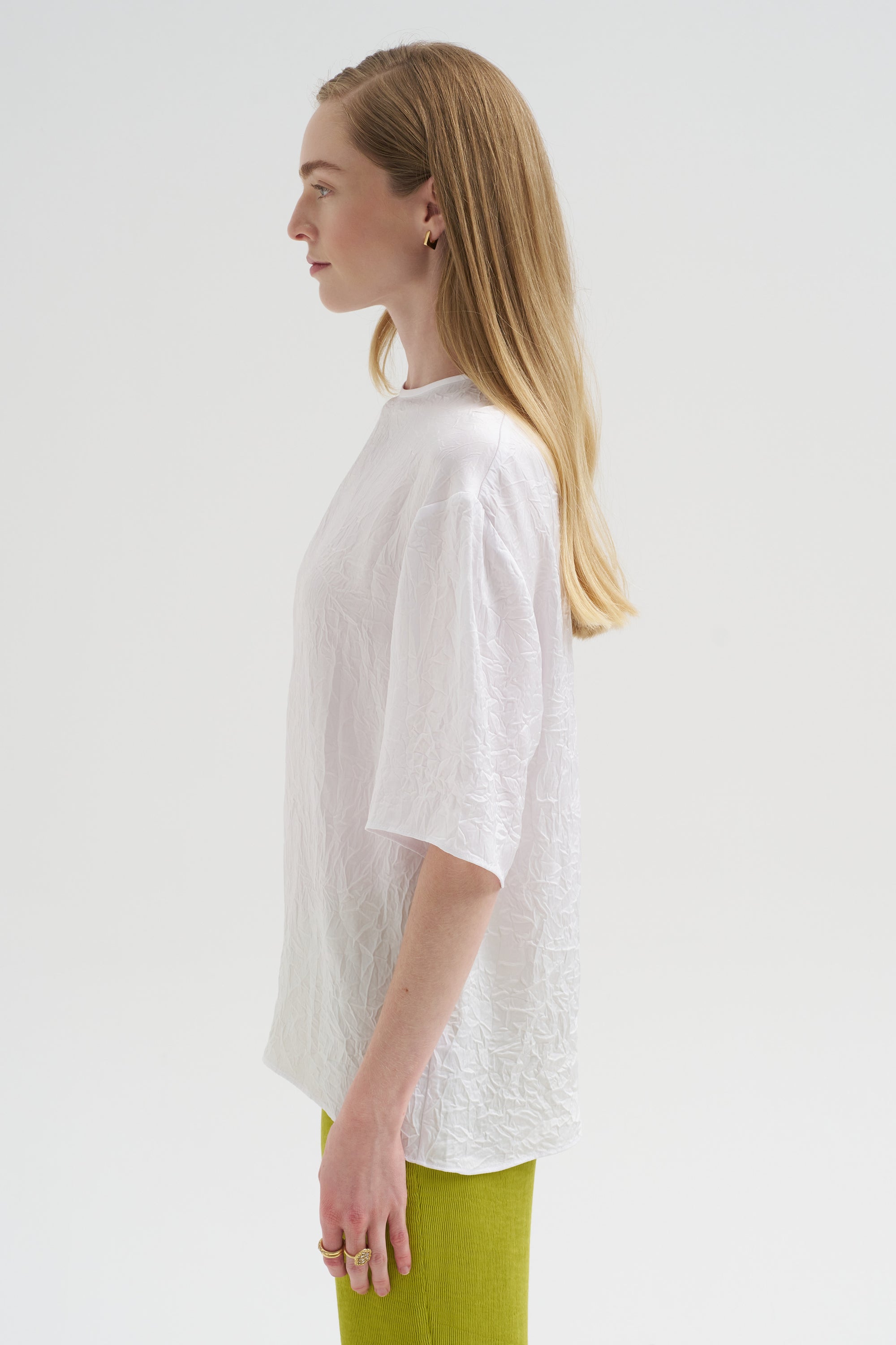 Crinkle Shirting Easy T-Shirt, White