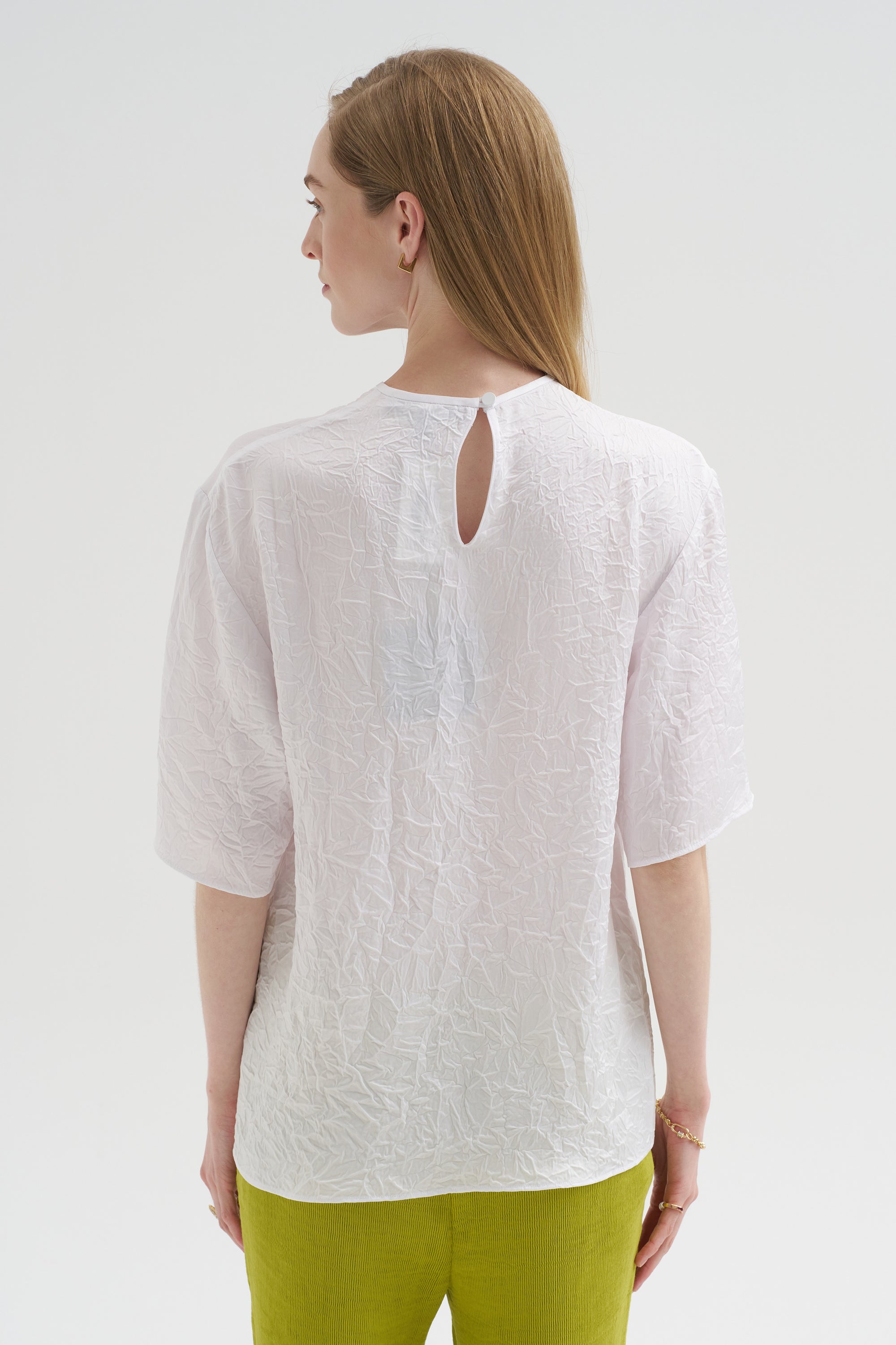 Crinkle Shirting Easy T-Shirt, White