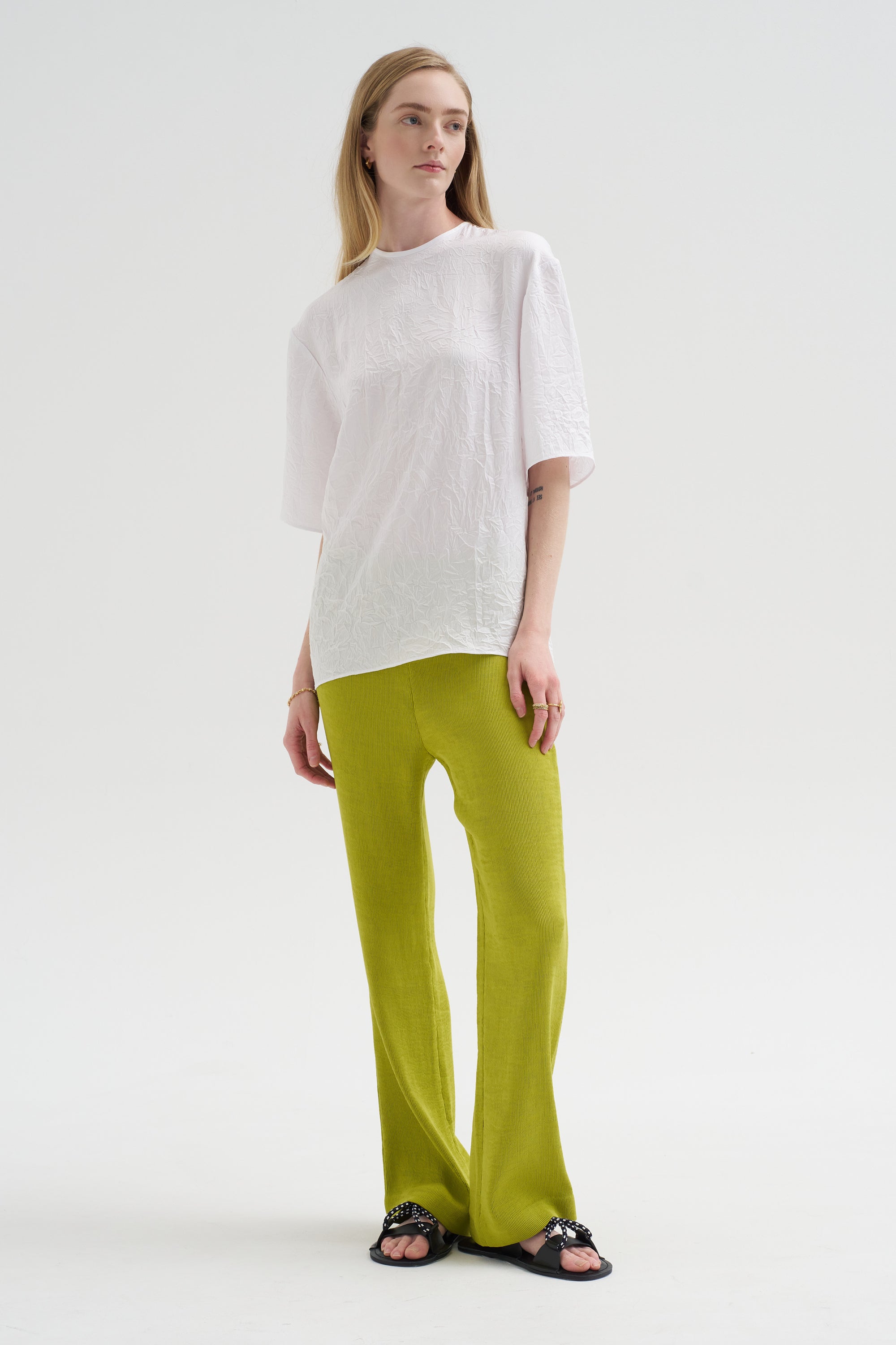 Crinkle Shirting Easy T-Shirt, White