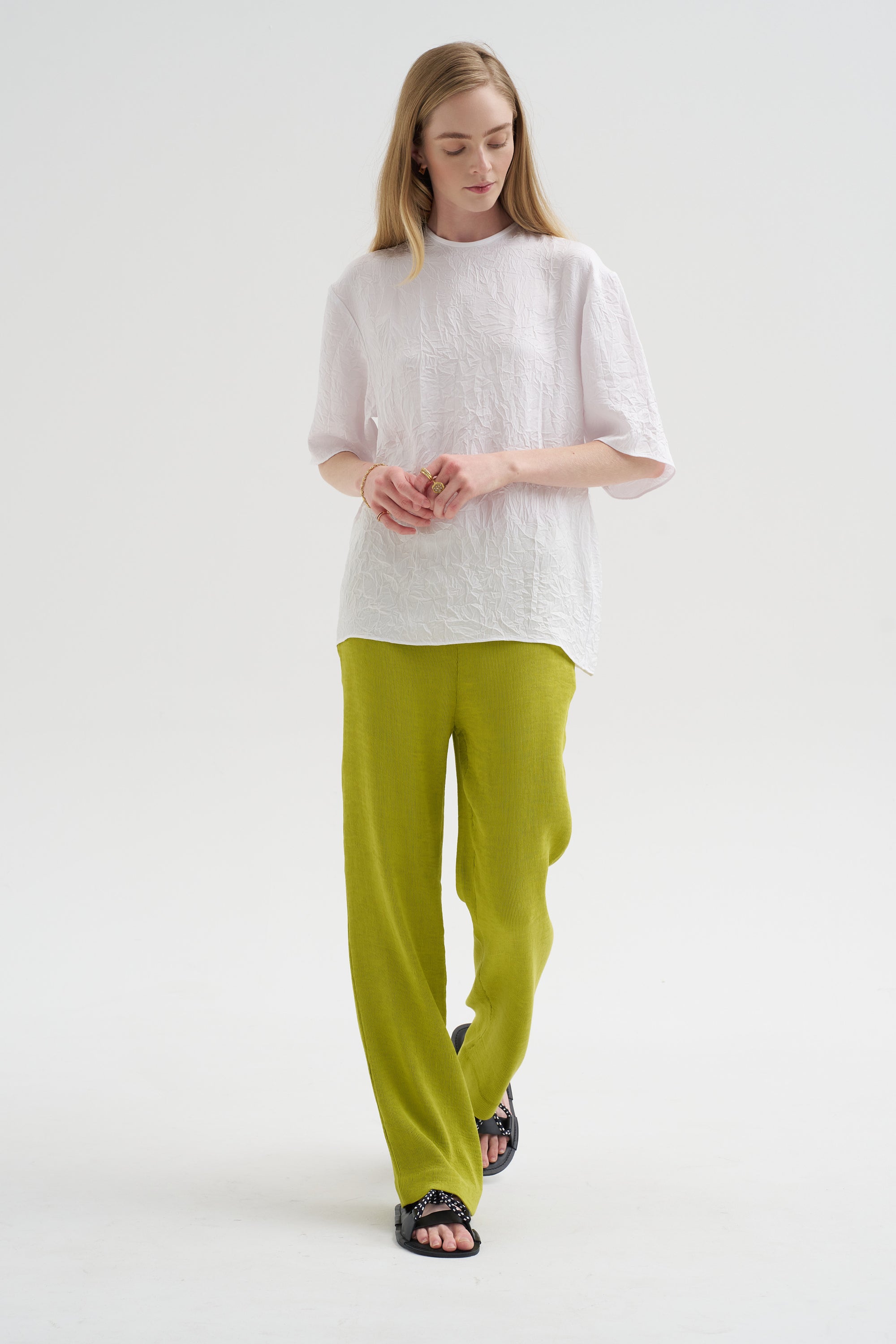 Crinkle Shirting Easy T-Shirt, White