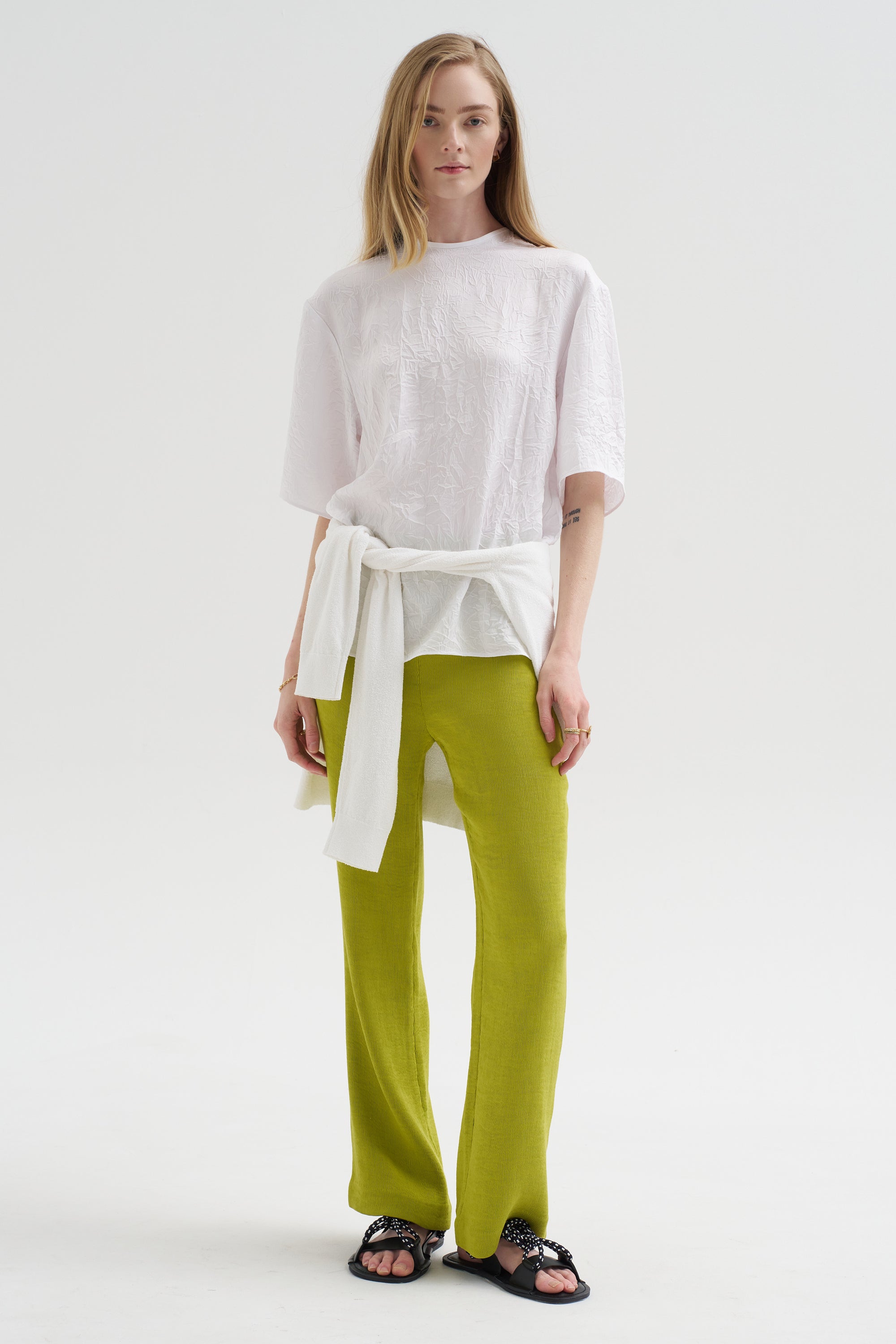 Crinkle Shirting Easy T-Shirt, White