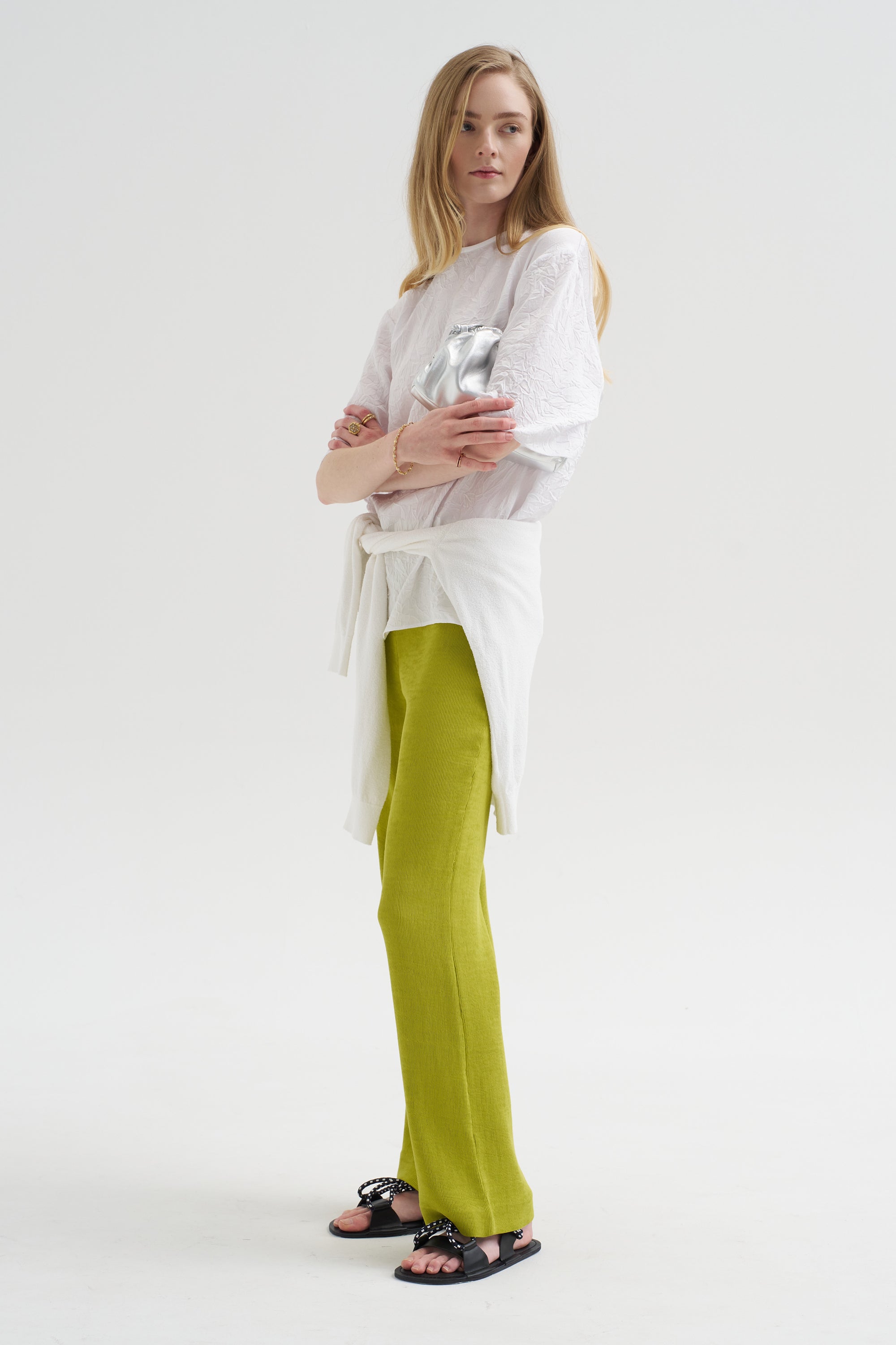 Crinkle Shirting Easy T-Shirt, White