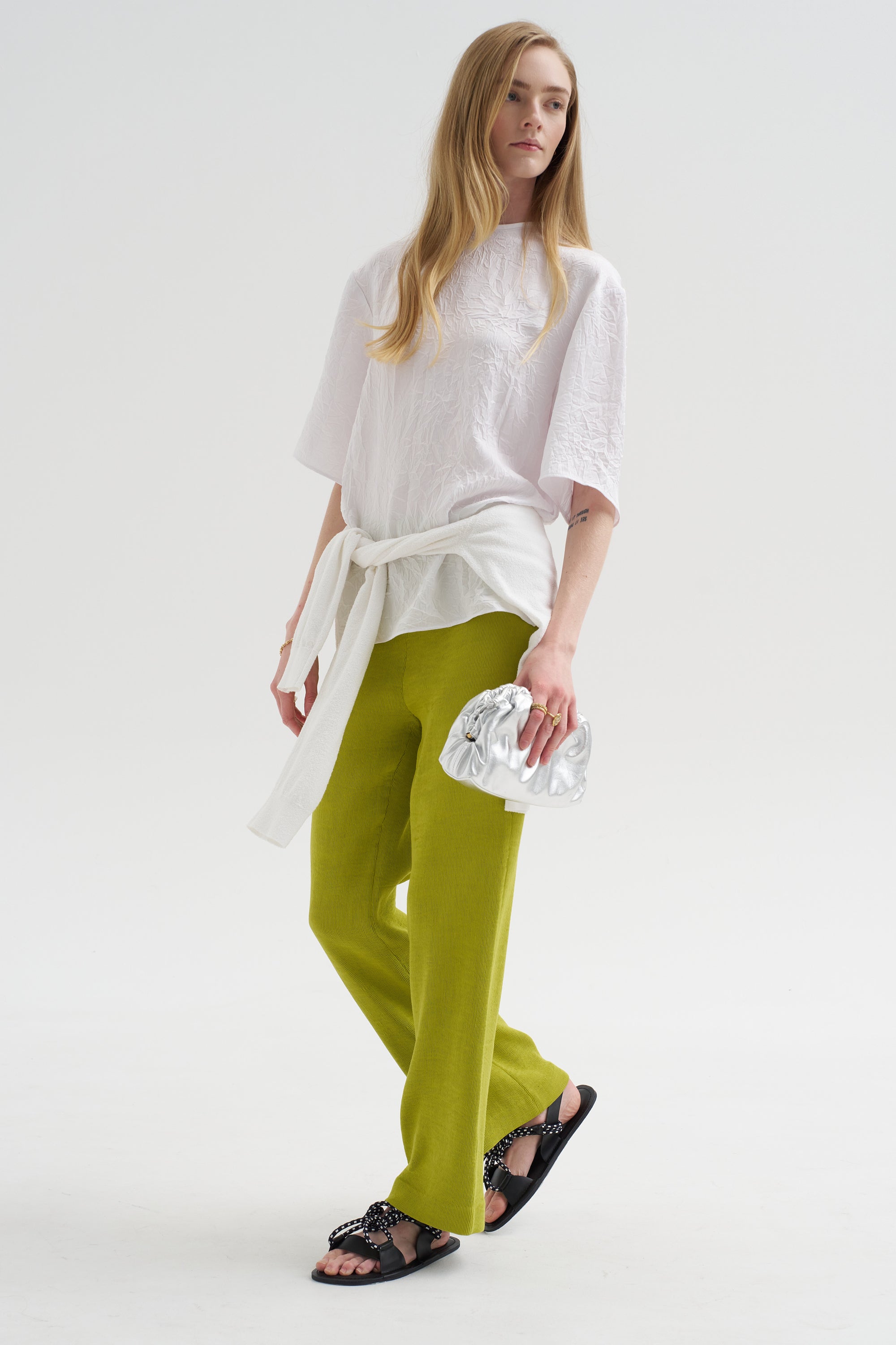 Crinkle Shirting Easy T-Shirt, White