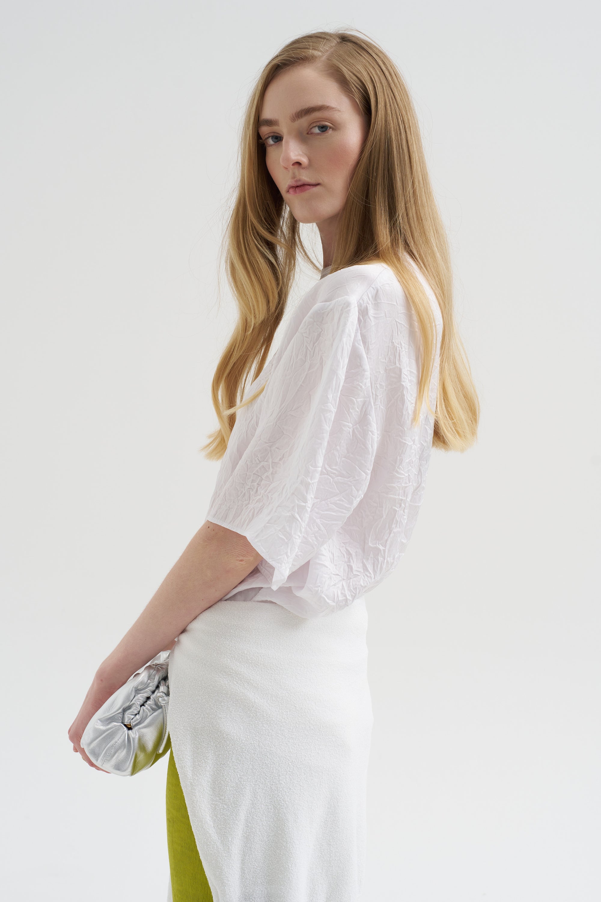 Crinkle Shirting Easy T-Shirt, White