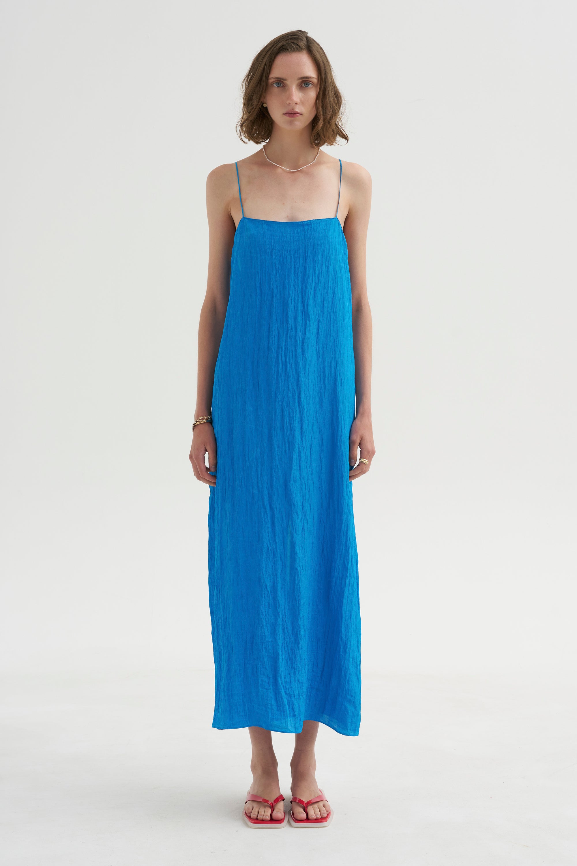 PRE-ORDER • The Crinkle Slip Dress, Bright Blue