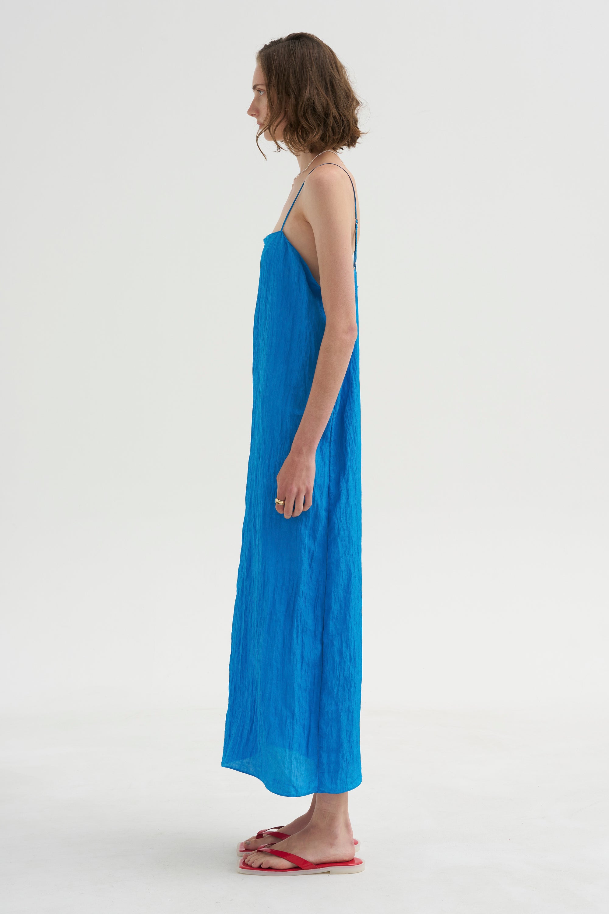 PRE-ORDER • The Crinkle Slip Dress, Bright Blue