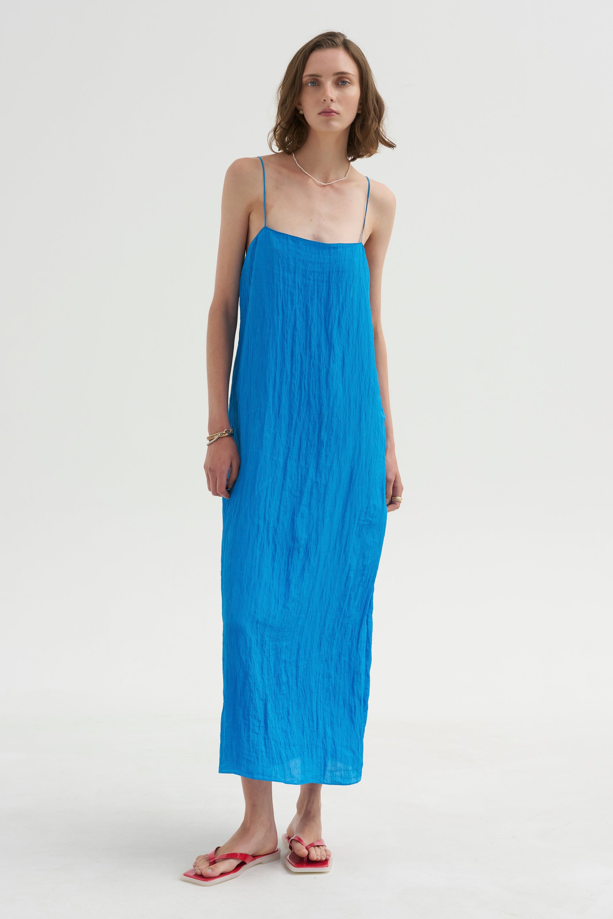 PRE-ORDER • The Crinkle Slip Dress, Bright Blue
