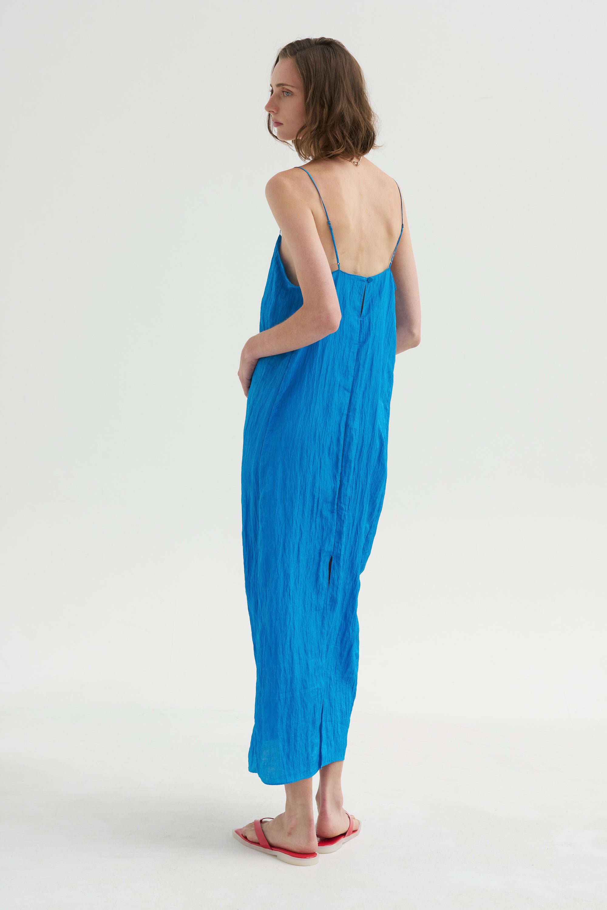PRE-ORDER • The Crinkle Slip Dress, Bright Blue