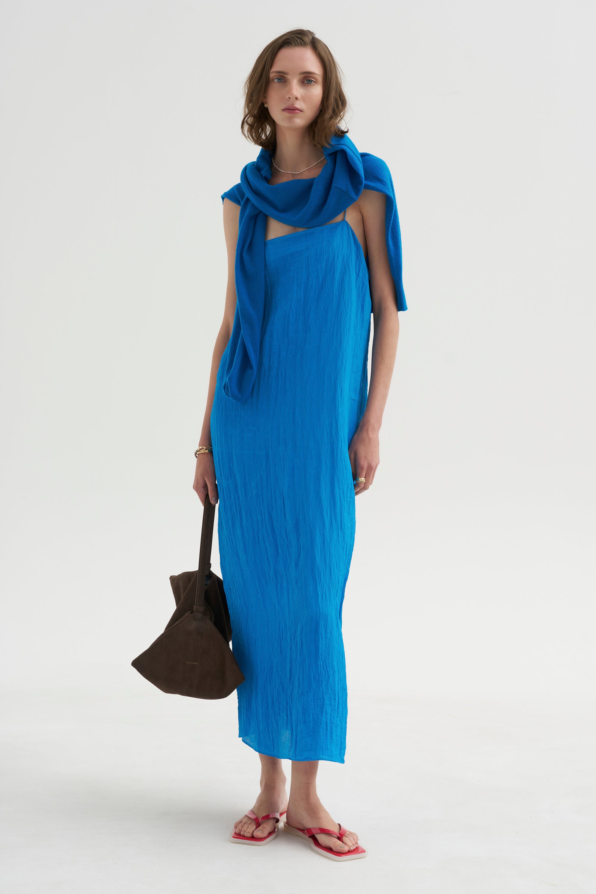 PRE-ORDER • The Crinkle Slip Dress, Bright Blue