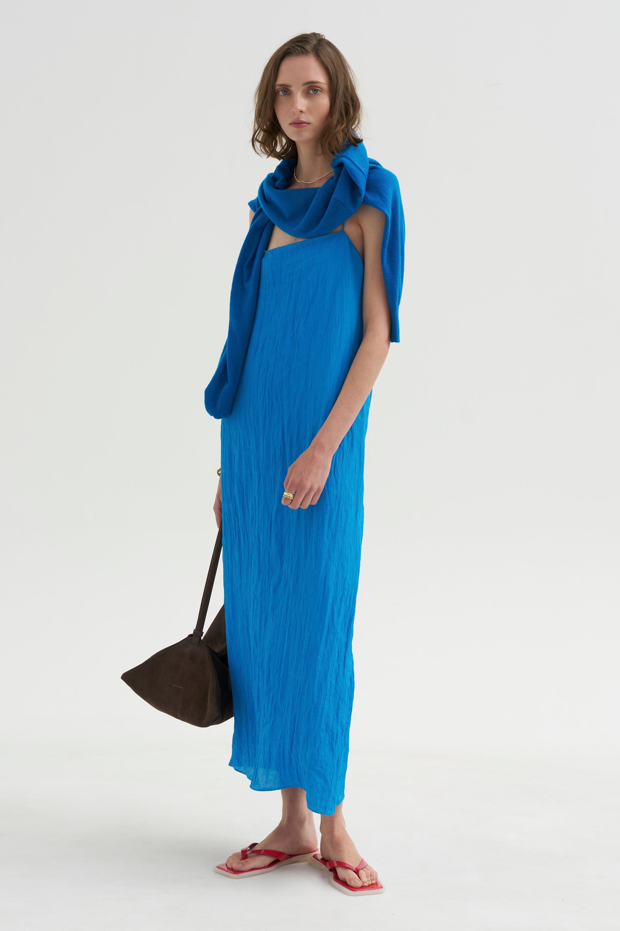 PRE-ORDER • The Crinkle Slip Dress, Bright Blue