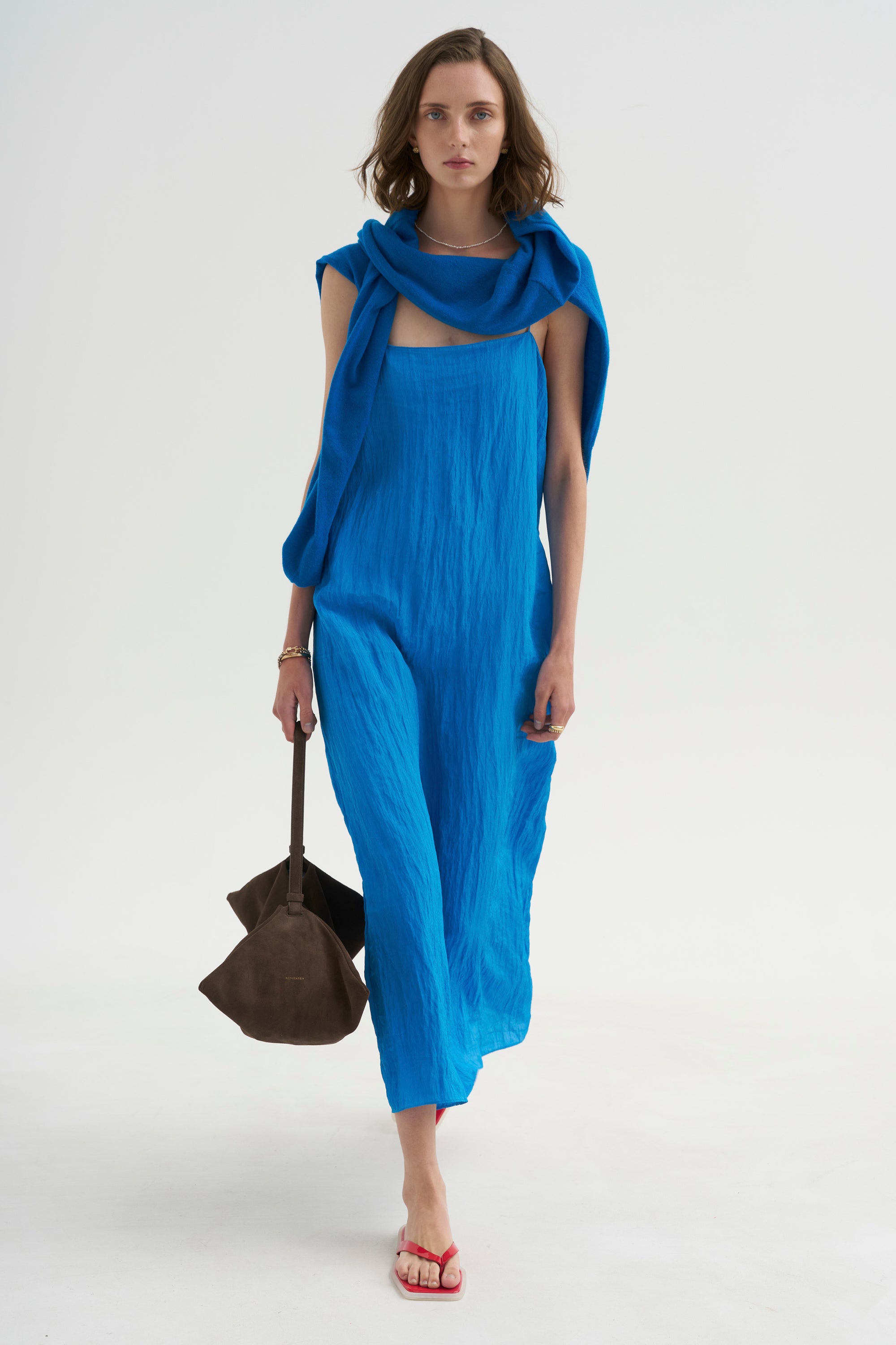 PRE-ORDER • The Crinkle Slip Dress, Bright Blue