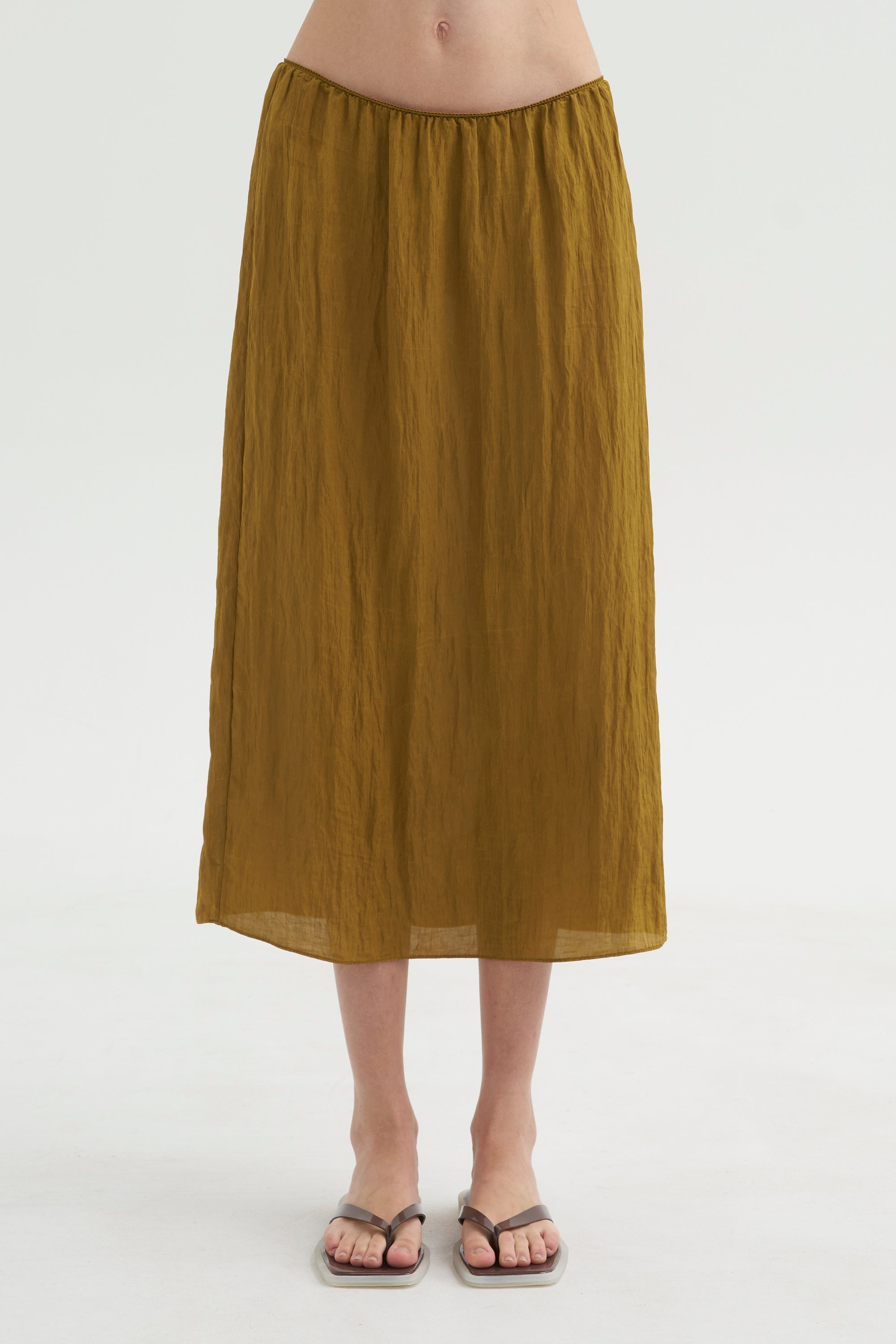 PRE-ORDER • The Crinkle Slip Skirt, Mustard
