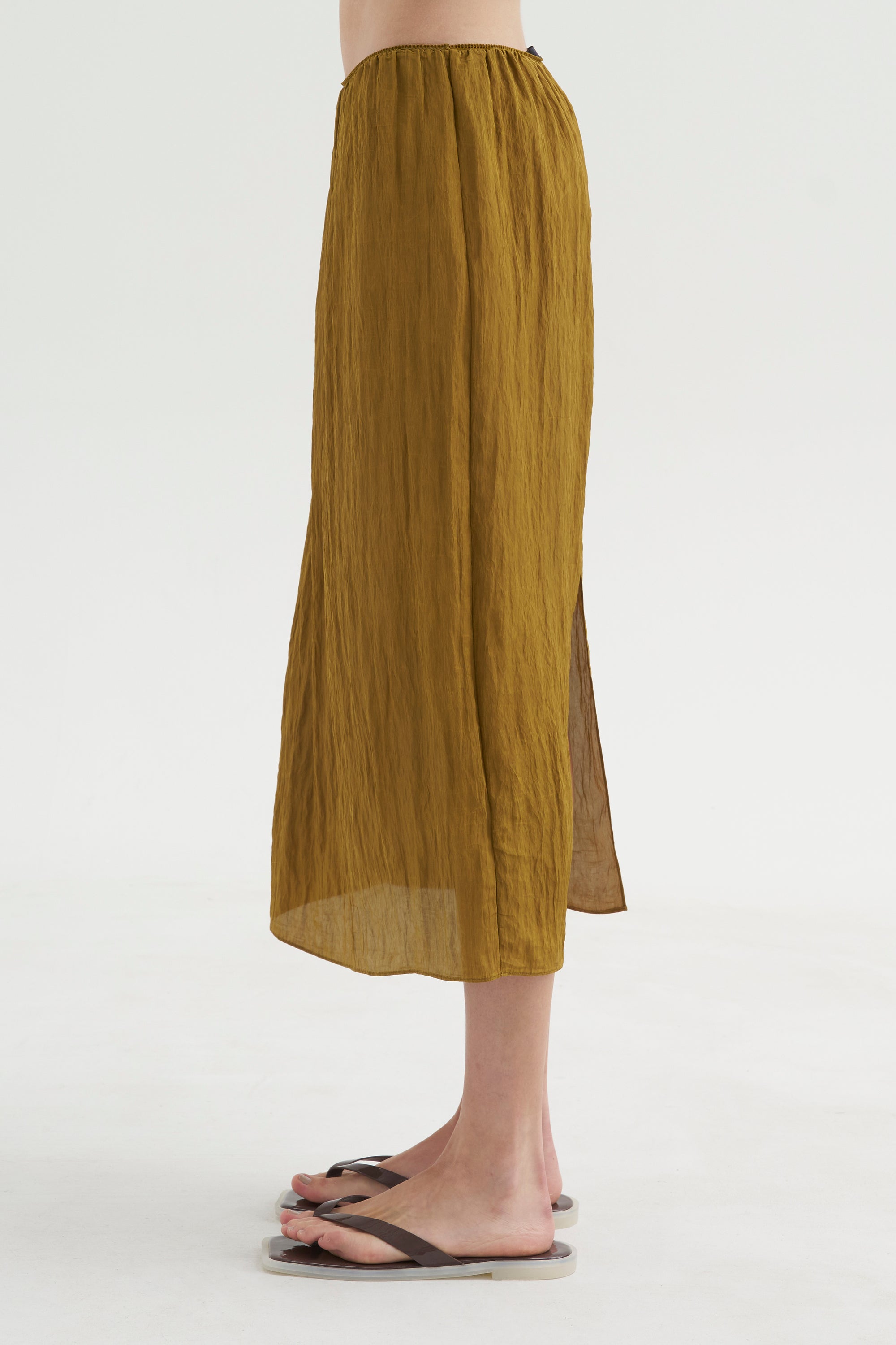 PRE-ORDER • The Crinkle Slip Skirt, Mustard