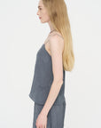 The Crinkle Slip Cami, Dark Grey