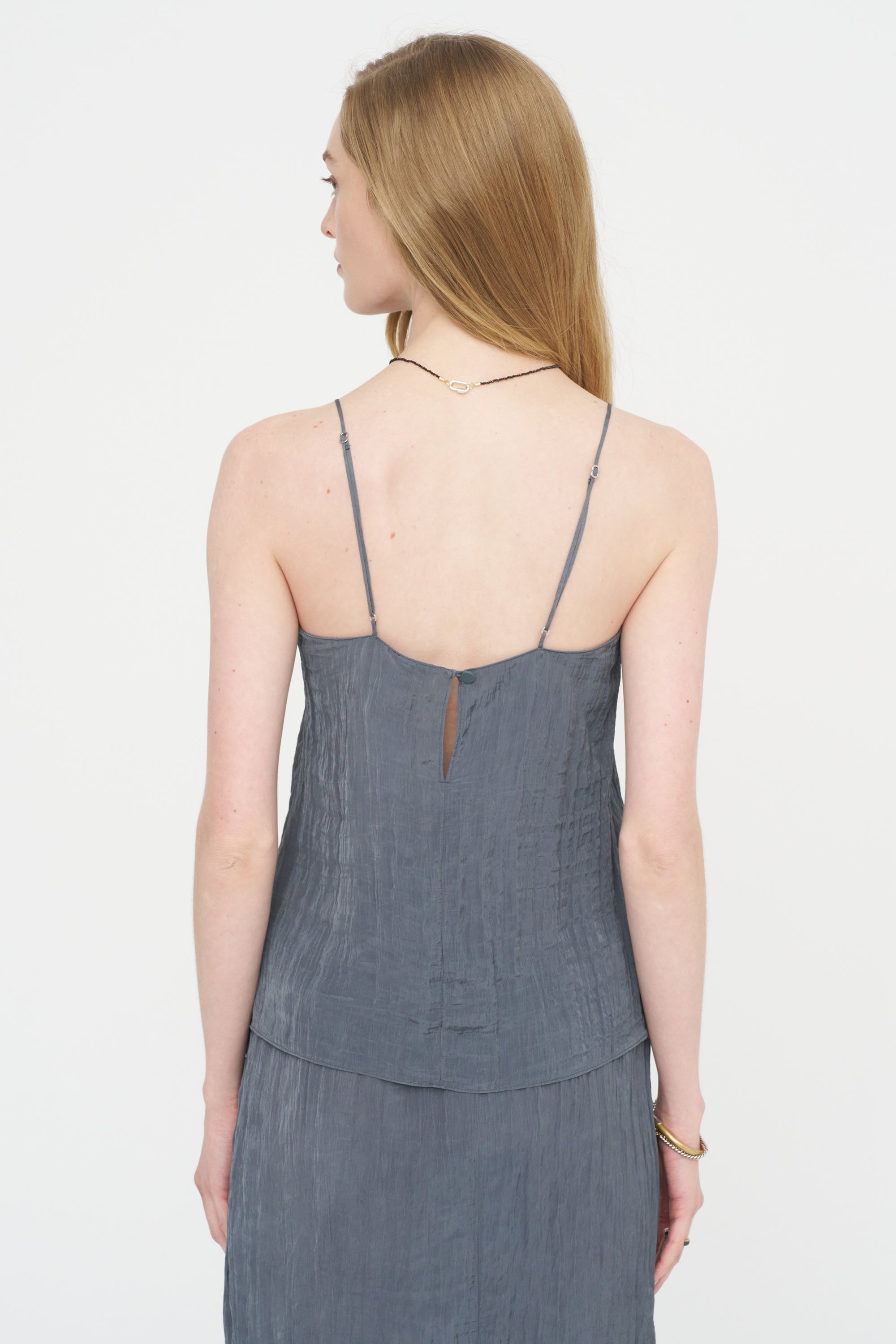 The Crinkle Slip Cami, Dark Grey