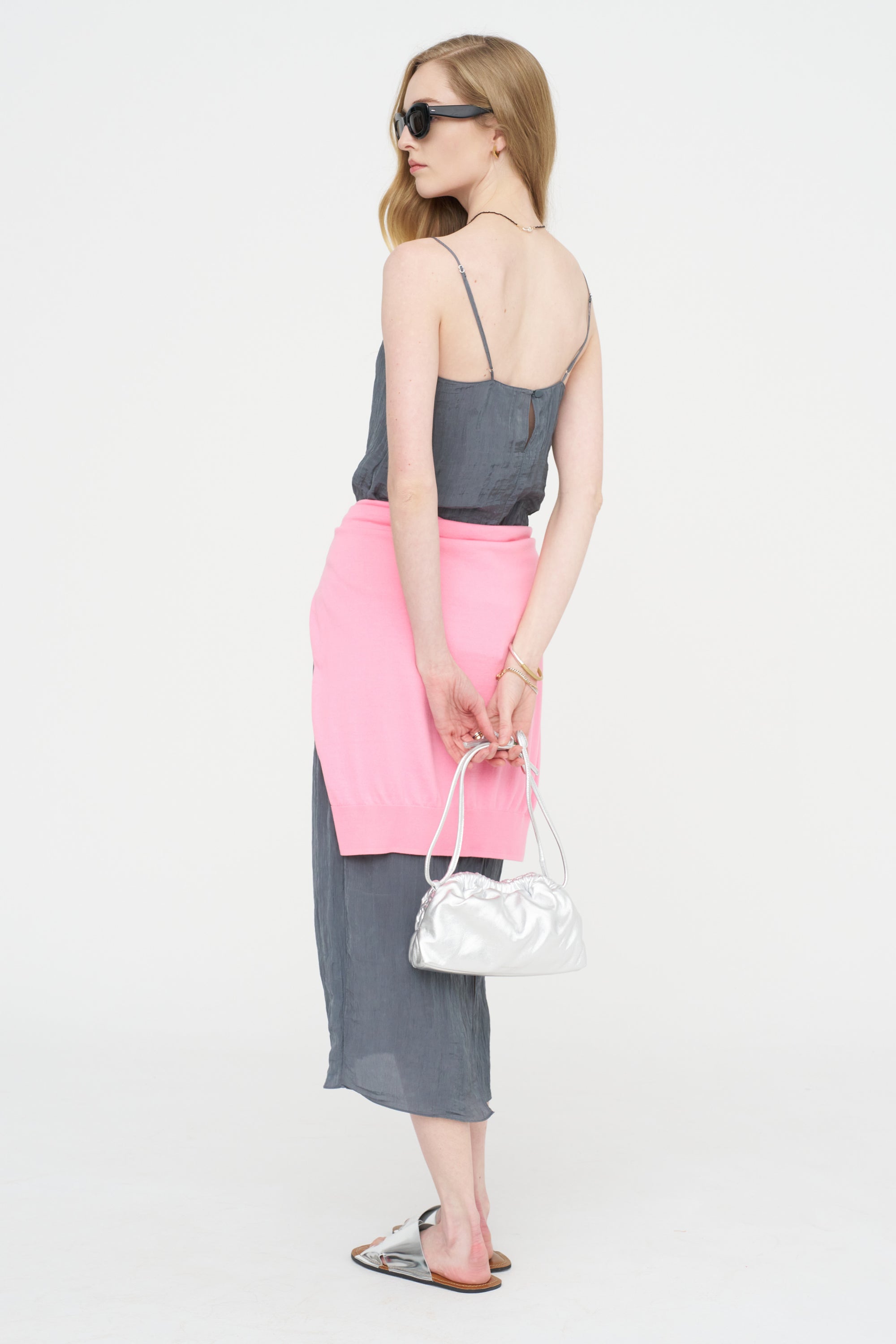 The Crinkle Slip Cami, Dark Grey