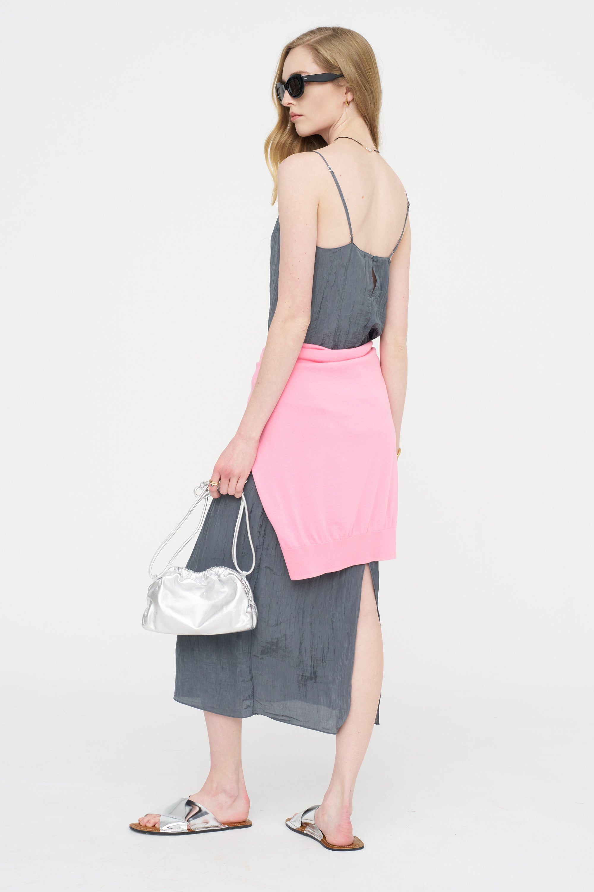 The Crinkle Slip Cami, Dark Grey