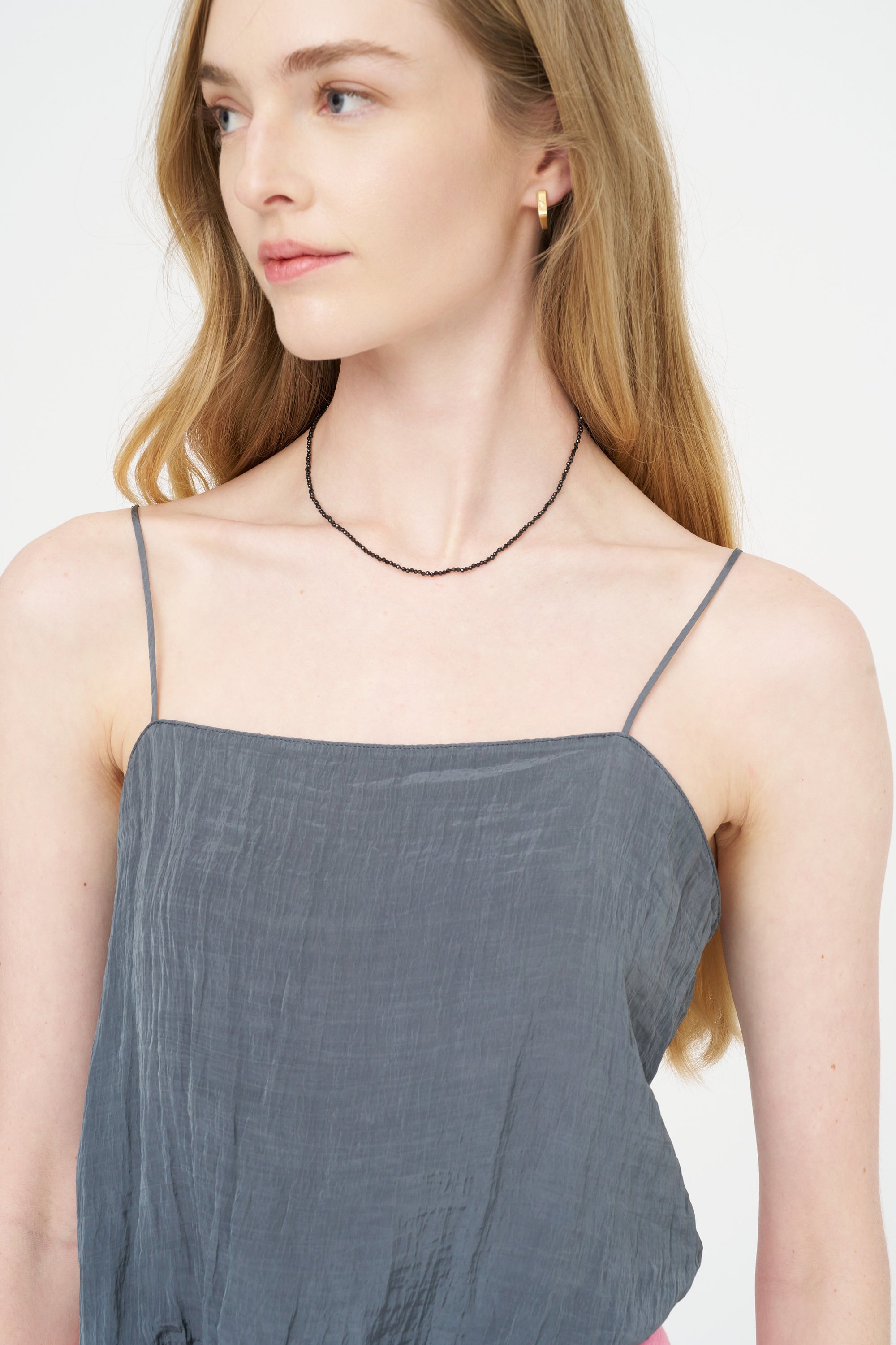 The Crinkle Slip Cami, Dark Grey