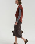 PRE-ORDER • Leather Midi Trouser Skirt, Brown