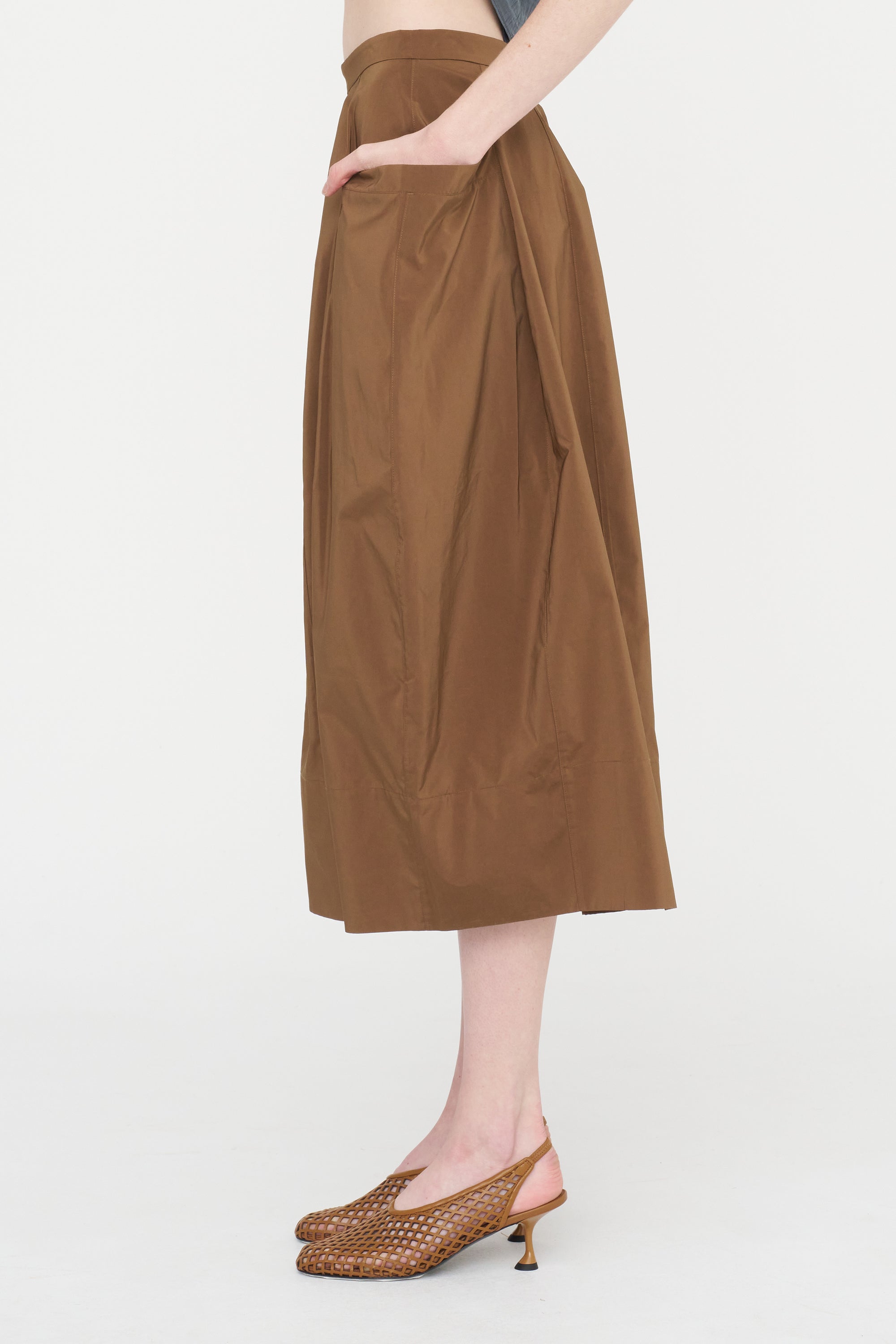 Nylon Lantern Skirt, Caramel Latte
